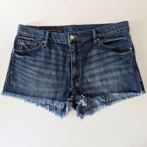 A/X Armani Exchange Denim Shorts – Women’s Size 10, Dark Blue, Frayed Hem #109